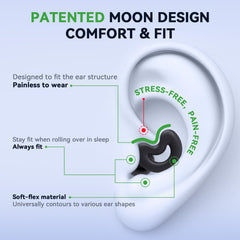 RelaxCharm Moon Series Ear Plugs - Up to NRR49dB Noise Cancelling, Snoring Blocking, Travel, 6 Pairs